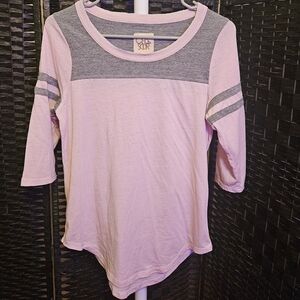 Chaser Pink and Gray 3/4 Sleeve Top